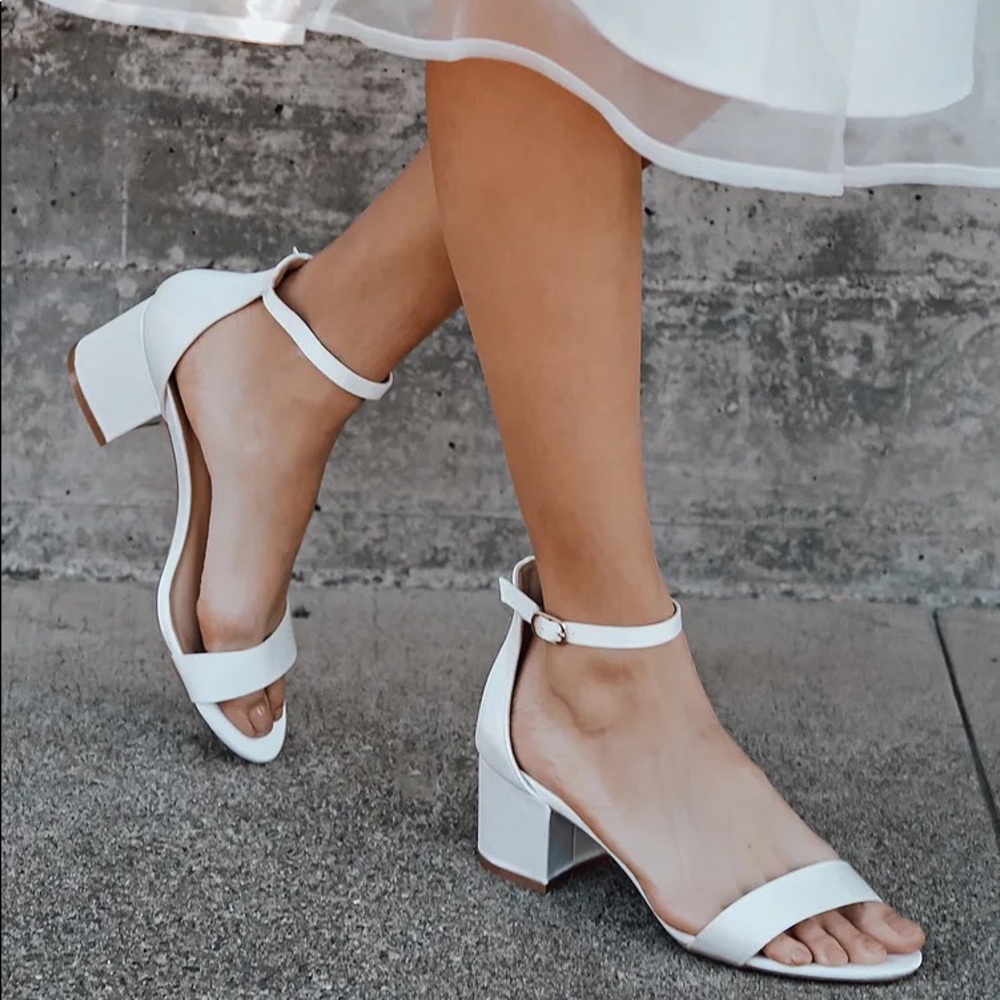 Lulu’s Harper Ivory Satin Ankle Strap Heels